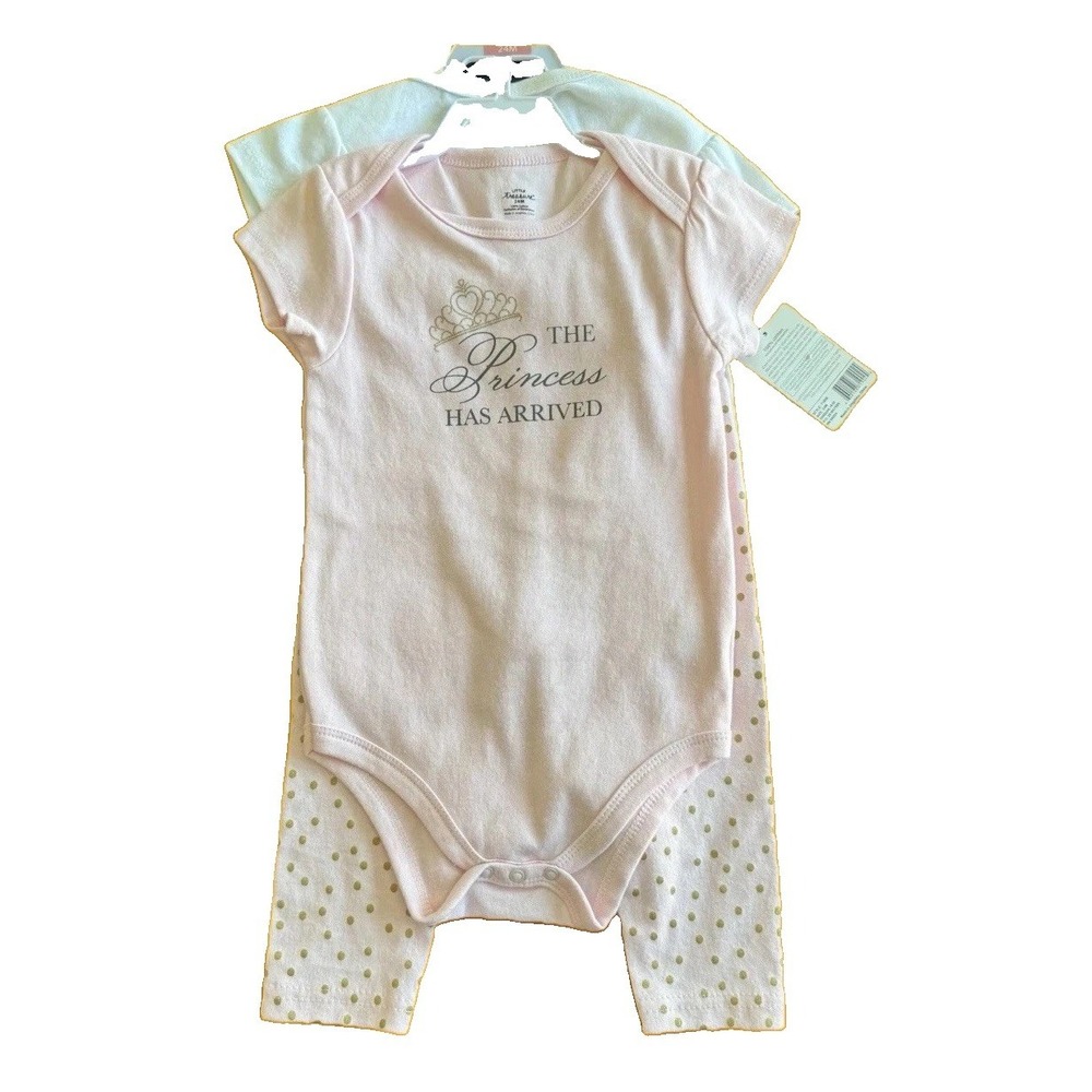NWT Little Treasure Bodysuit and Pants Set, 3-Piece Set, Princess Theme
